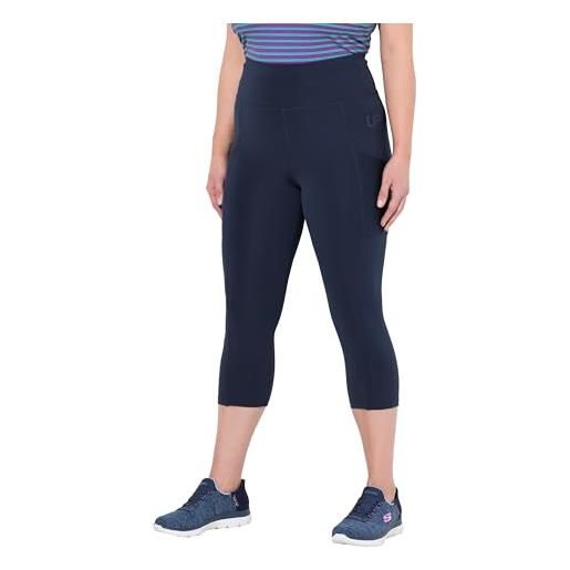 Ulla Popken, leggings da donna, taglie grandi, 3/4, lunghezza polpaccio, vita alta, asciugatura rapida, nero, 32w x 32l