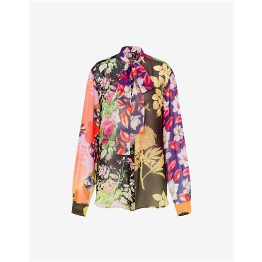 Moschino - camicia in georgette di seta stampata - multicolore