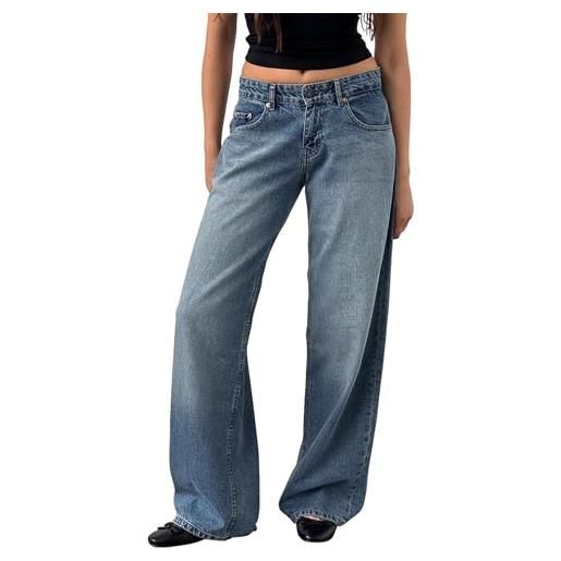 vewoza jeans larghi da donna y2k a vita bassa - pantaloni in denim boyfriend larghi a gamba larga con tasche - e-girls streetwear, d-grigio, s