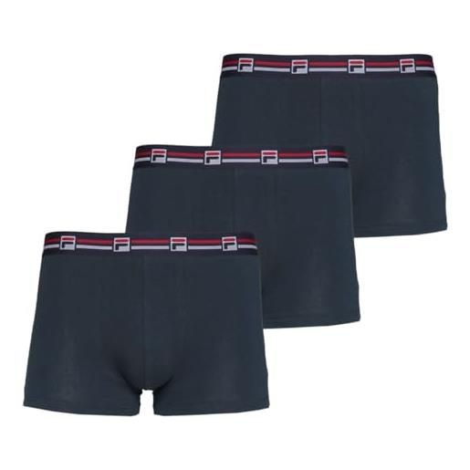 FILA boxer da uomo in cotone, mutandine da uomo, ipoallergeniche e elasticizzate, confezione da 3, blu marino, xl