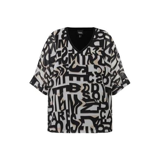 Ulla Popken tunica a doppio strato con lettere, scollo a v e maniche a 3/4 bianco neve 58+ 831980200-58+