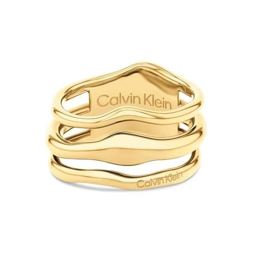 Calvin Klein anello da donna collezione ck wavy in oro giallo - 35000723c