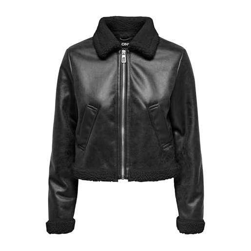 ONLY onlbetty-giacca con cerniera imbottita cc otw motociclista, nero/dettaglio: nero, l donna