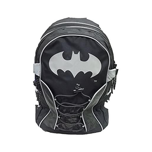 DC Comics batman - licenza ufficiale zaino scuola 3 tasche - inserti catarifrangenti argento per la massima sicurezza - spallacci imbottiti e fondo preformato - 31x43x24cm