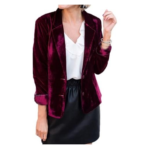 cffvdiz rosso, xxl, velluto blazer giacca casual manica lunga pulsante vintage blazer suits cardigan delle donna