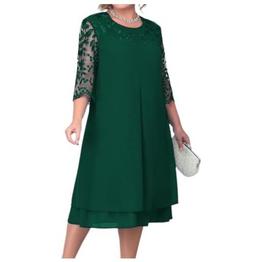 FNKDOR Abito estivo casual da donna taglie forti 2024 vacanza senza maniche lunghezza al ginocchio donne plus size mini abito con tasche, verde, XXXXXL