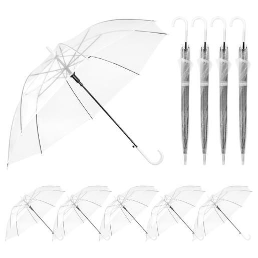 petour set di 10 ombrelli trasparenti per una persona, usa e getta, ombrelli trasparenti con manico ergonomico, ø 90 cm, per servizi fotografici, sposi, grandi eventi