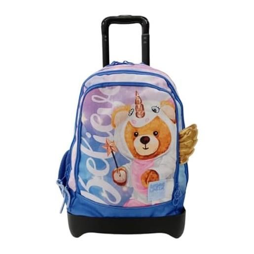 Tinta Unita trolley zaino scuola dream cross, believe sganciabile nuove ruote sali scale con carrello amovibile tintaunita pool over