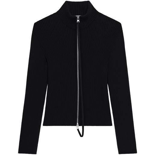 Courrèges cardigan con zip - nero