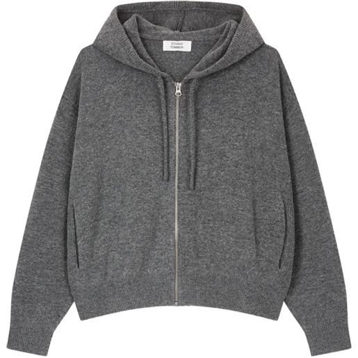 STUDIO TOMBOY felpa con logo ricamato e zip - grigio