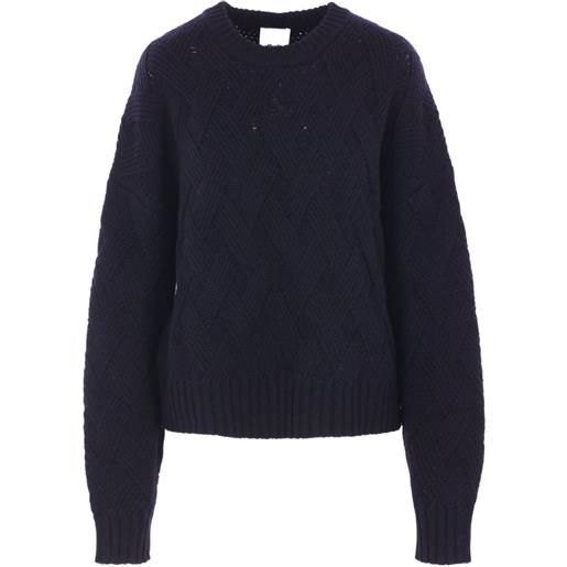 Allude maglione a rombi in lana - blu