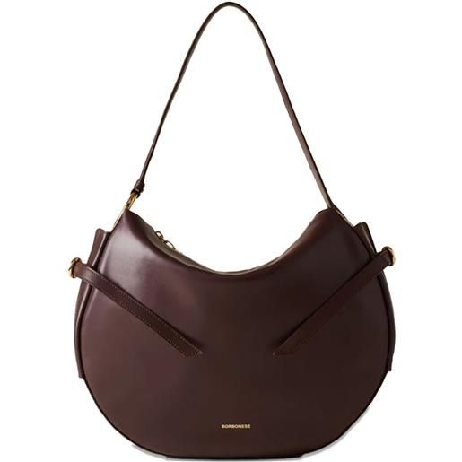 Borbonese borsa a spalla hobo media con manico - marrone