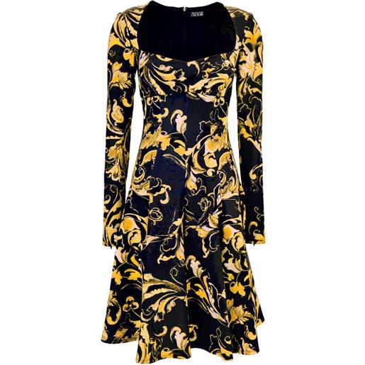 Versace Jeans Couture abito corto svasato con stampa barocca - nero