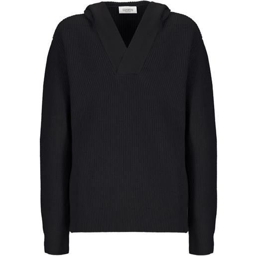 Laneus felpa a coste con cappuccio - 110 nero/black