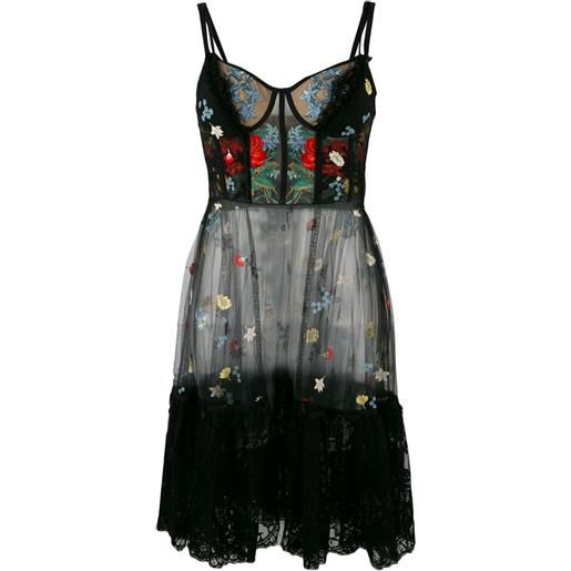 Alexander McQueen abito trasparente ricamato - nero