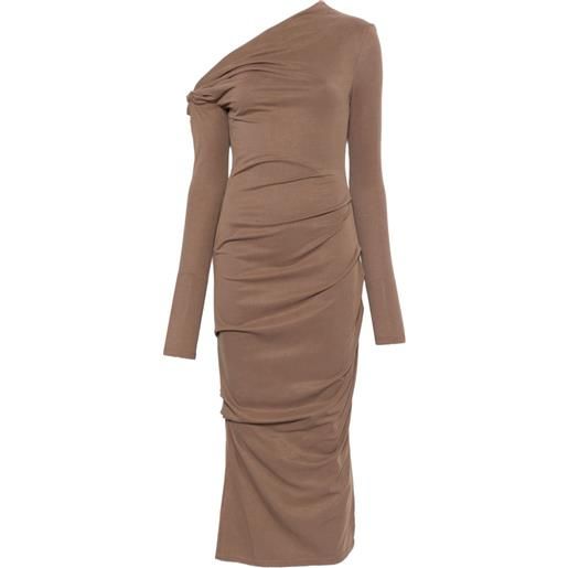 Paris Georgia abito manahou monospalla drappeggiato - toni neutri