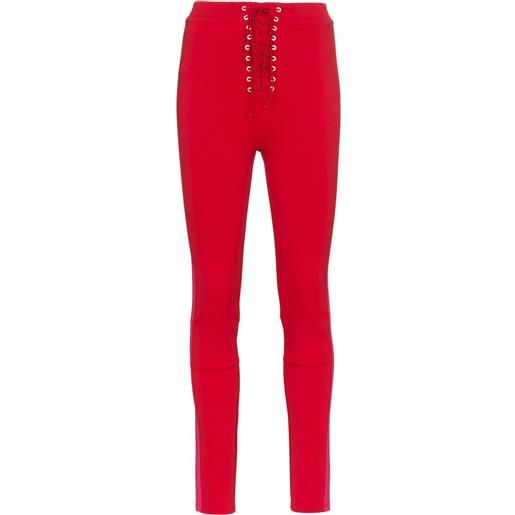 UNRAVEL PROJECT pantaloni skinny con lacci - rosso