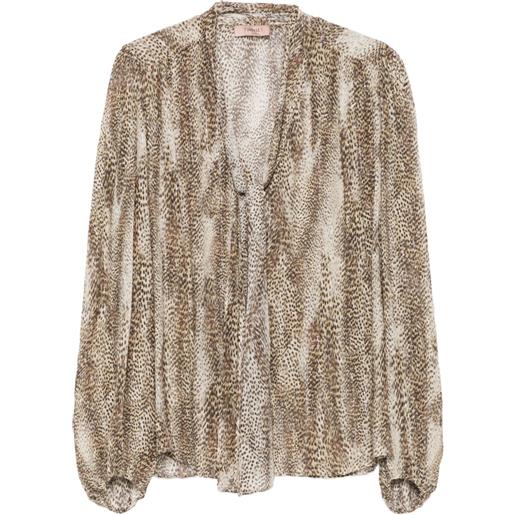 TWINSET blusa con stampa animalier - marrone