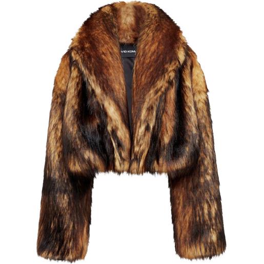 David Koma cappotto crop in pelliccia sintetica - marrone