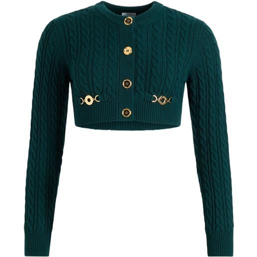 Patou cardigan in maglia a trecce con bottoni - verde
