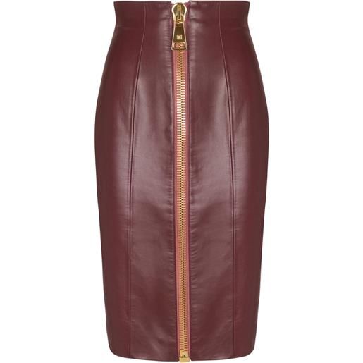 Balmain minigonna con zip - rosso