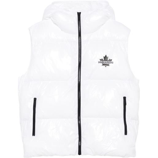 DSQUARED2 KIDS hooded puffer vest - bianco