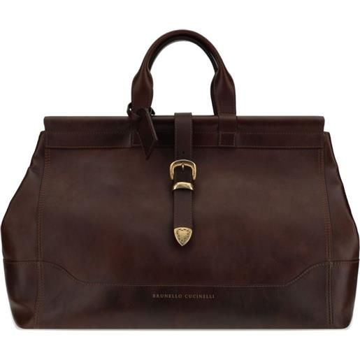 Brunello Cucinelli borsone in pelle - marrone