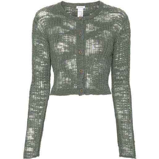 Acne Studios cardigan semi trasparente a coste - verde