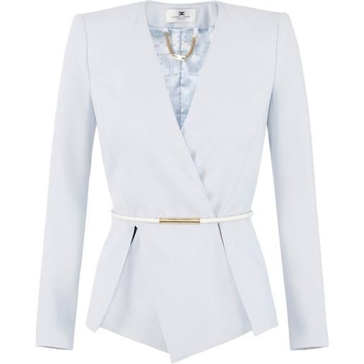 Elisabetta Franchi blazer a portafoglio con cintura - bianco