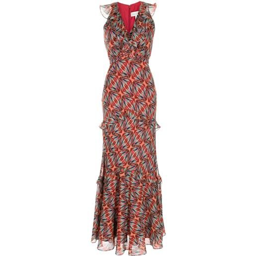 Saloni abito rita con motivo geometrico - arancione
