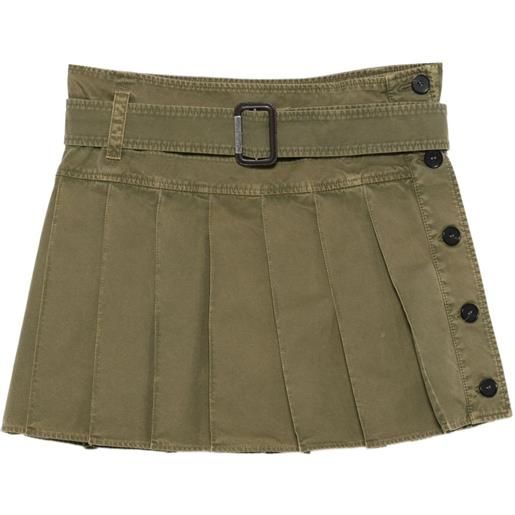 Alexander McQueen minigonna plissettata con cintura - verde