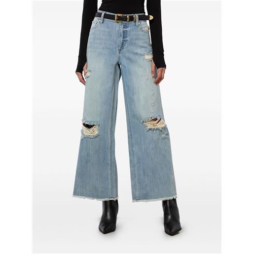 alice + olivia jeans devoe effetto vissuto con orlo a taglio vivo - blu