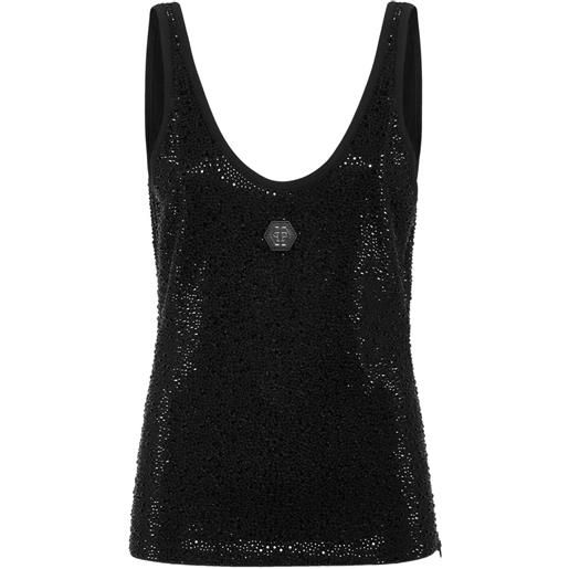 Philipp Plein canotta mix strass - nero