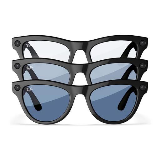 Ray-ban meta skyler, nero lucido, azzurro ceruleo transitions®
