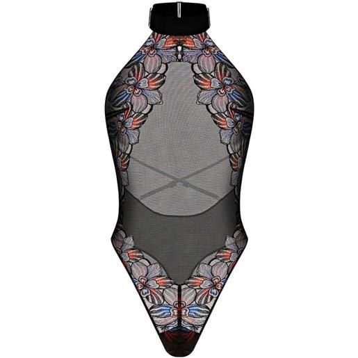 Zhilyova body laia con ricamo a fiori - blu