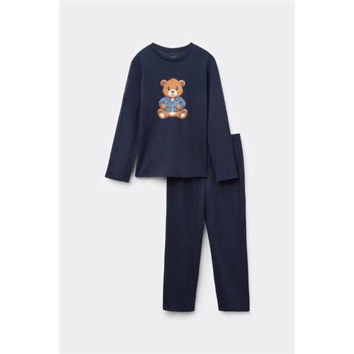 Tezenis pigiama lungo bimbo cotone stampa orso bambino blu