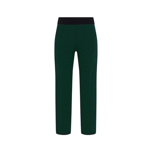 DEHA - pantalone houndstooth straight pants in poliestere, verde (m)
