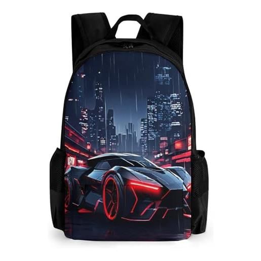 QPIRINMEX zaini auto sportiva bambini scuola zaino borsa scuola 3d stampato corsa borsa scuola per ragazzi donne elementare e scuola media studenti, regali per ragazzi e ragazze