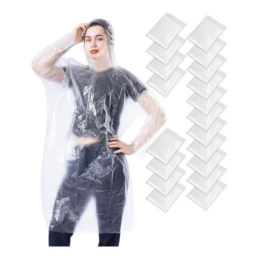 SmileLucky 100 pezzi poncho antipioggia impermeabili usa e getta con cappuccio per uomo e donna, leggeri e compatti per campeggio e viaggio