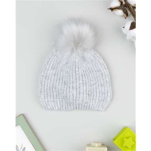 Prénatal berretto ponpon bimba grigio con lurex
