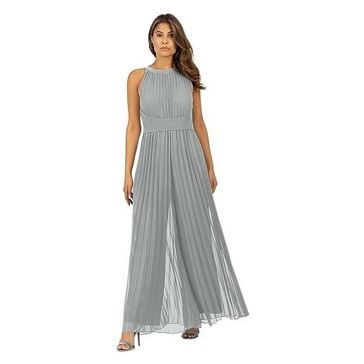 APART Fashion apart tuta plissettata in chiffon leggermente granulare con pieghe plissettate, blu fumé, 46