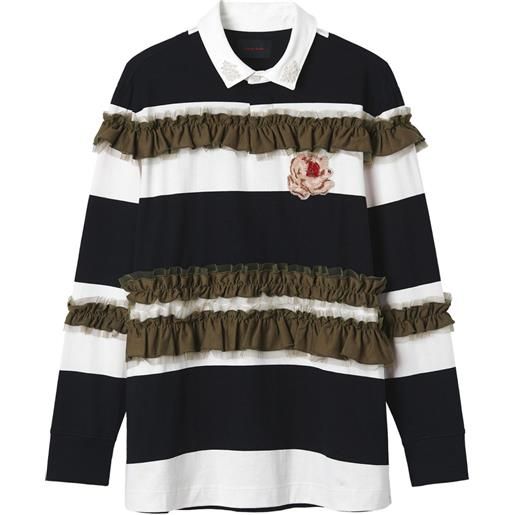 Simone Rocha polo a righe con ruches - nero