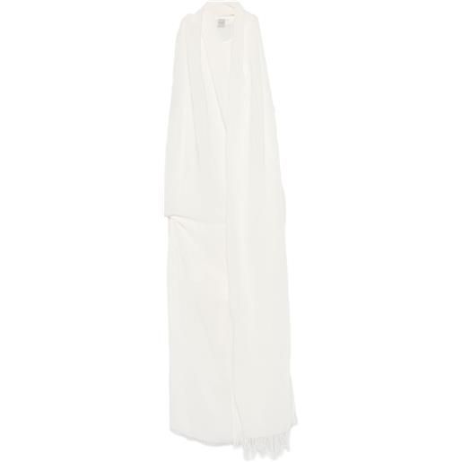 TOTEME abito drappeggiato con frange - bianco