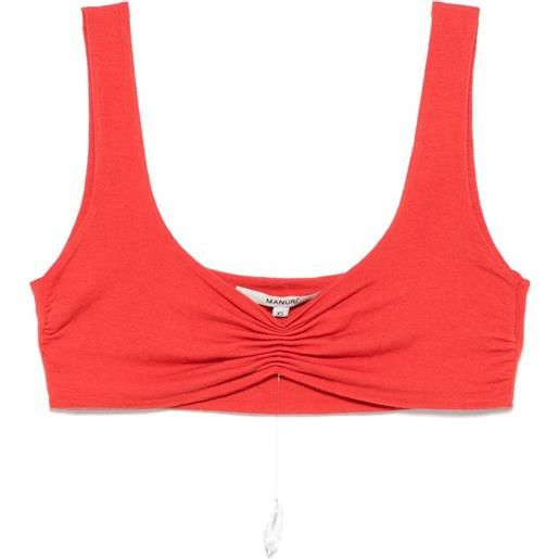 MANURÍ canotta crop con arricciatura - rosso