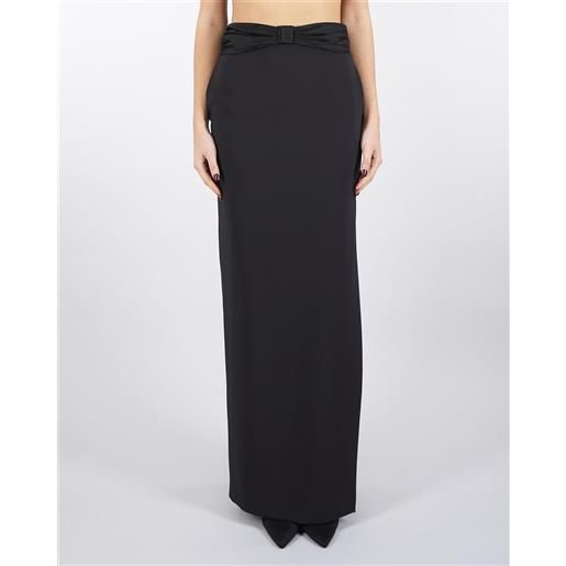 ELISABETTA FRANCHI gonna nero in crêpe con fiocco in raso