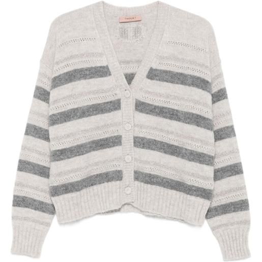 TWINSET cardigan a righe - grigio