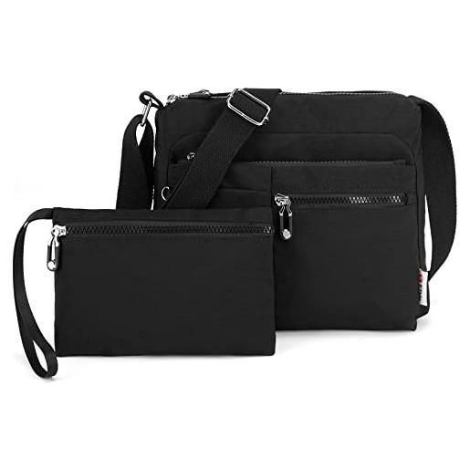 Sara | Borsa a Tracolla Donna in Nylon Impermeabile, Capiente e Fashio