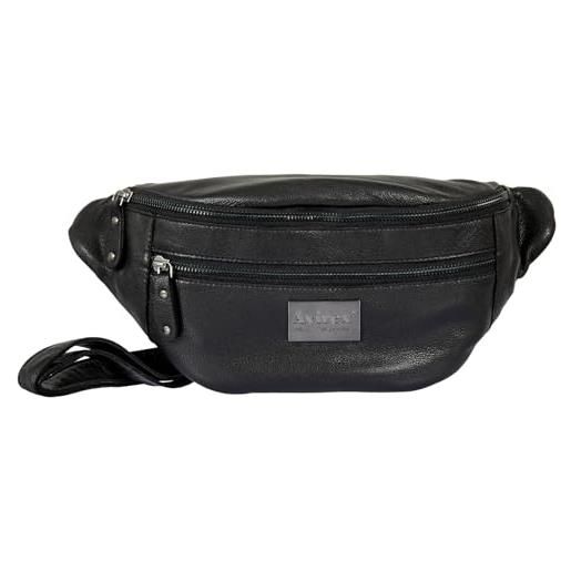 Avirex, collezione mayday, marsupio in morbida pelle tamponata a mano, da uomo, colore nero