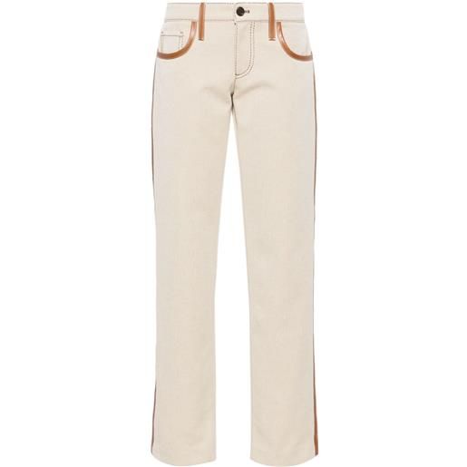 Miu Miu pantaloni con dettaglio in pelle - toni neutri