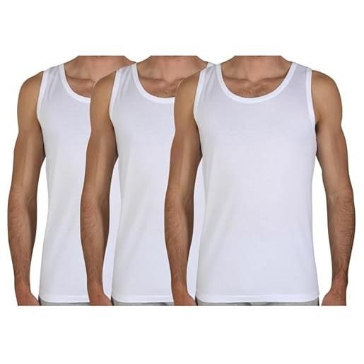 Fragi canotta uomo in puro cotone filo di scozia, canottiera intima con spalla larga in tessuto elastico senza cuciture seamless, made in italy - set da 3 (bianco, l)